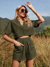 Drop Shoulder Top & Patched Pocket Shorts